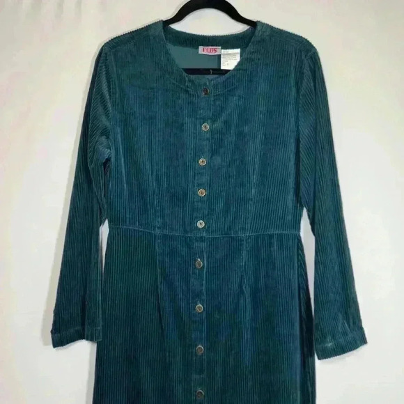 Vintage FADS 90s corduroy button up down long sleeve dress farm core 90s size 6 - Picture 2 of 12
